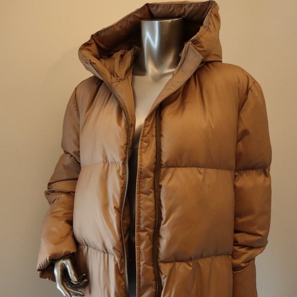 VINCE Puffer Jacket Hoodie Mocha Nylon Women Size Medium New Tag $845 - Picture 6 of 12